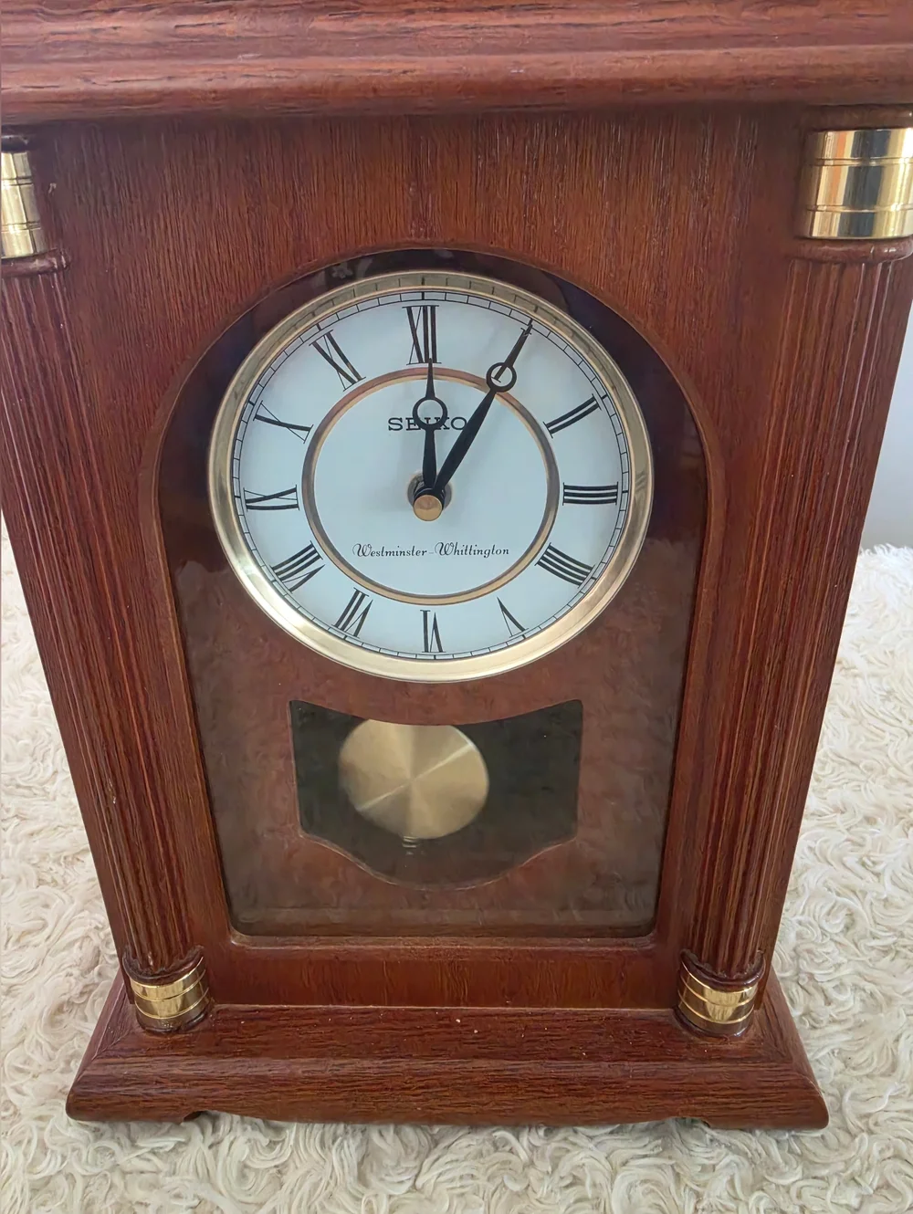 Seiko Brass Pendulum Mantel Clock in‎ Warm Brown